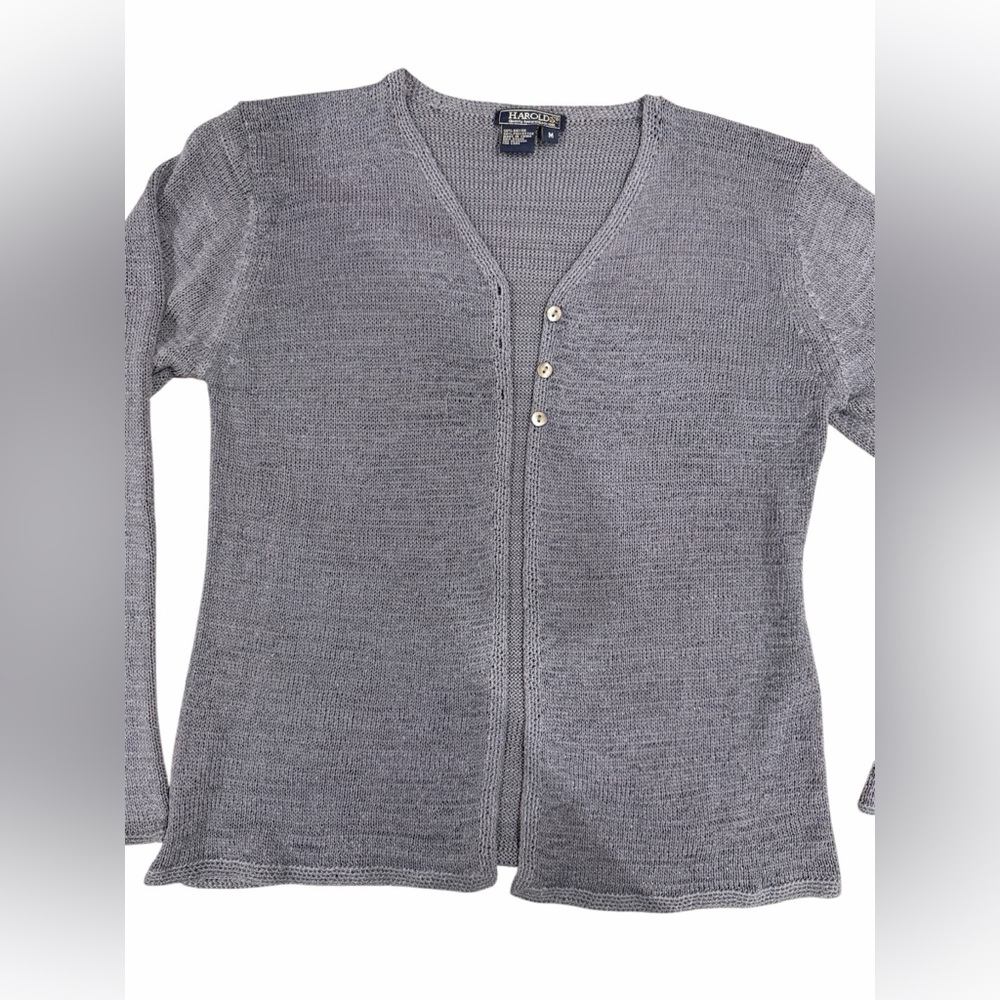 Harold's Gray Knit Cardigan Button Front